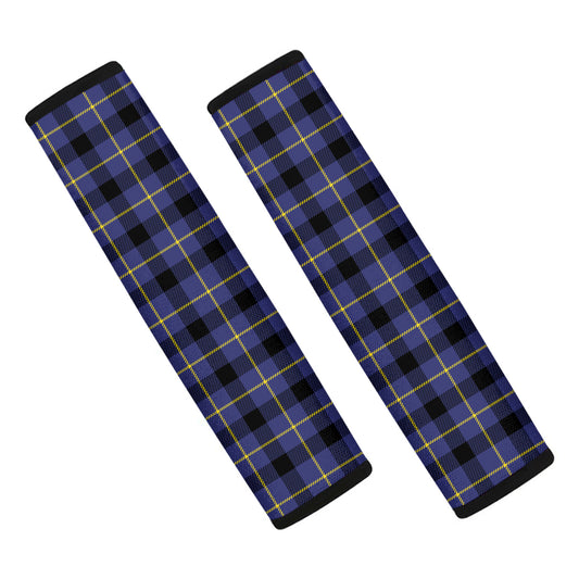 Blue Yellow And Black Plaid Print Car Seat Belt Covers