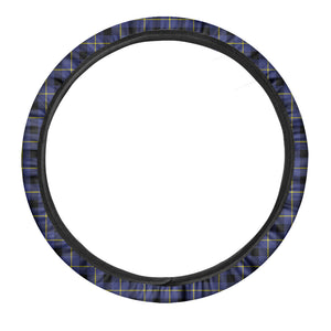 Blue Yellow And Black Plaid Print Car Steering Wheel Cover