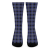 Blue Yellow And Black Plaid Print Crew Socks