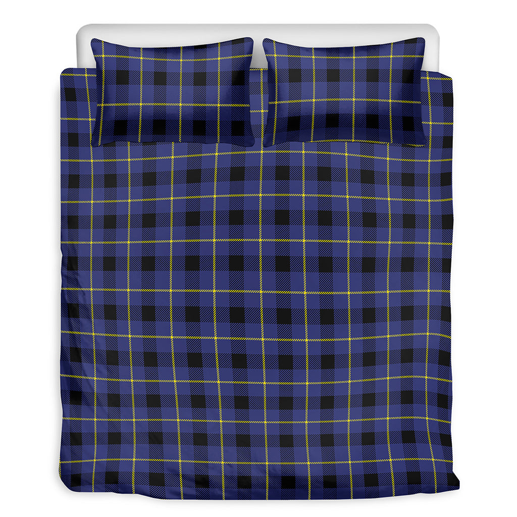 Blue Yellow And Black Plaid Print Duvet Cover Bedding Set