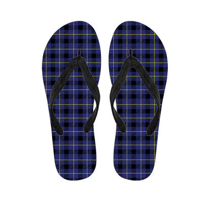 Blue Yellow And Black Plaid Print Flip Flops