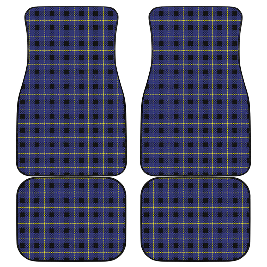 Blue Yellow And Black Plaid Print Front and Back Car Floor Mats