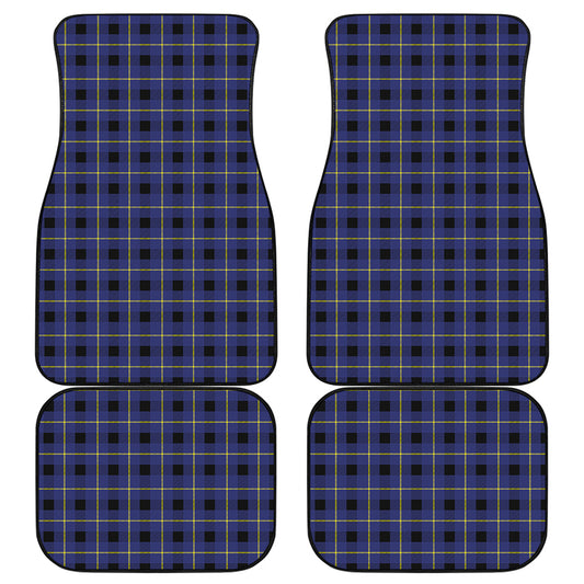 Blue Yellow And Black Plaid Print Front and Back Car Floor Mats