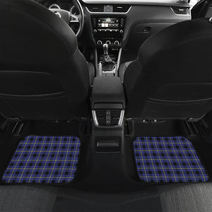 Blue Yellow And Black Plaid Print Front and Back Car Floor Mats