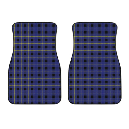 Blue Yellow And Black Plaid Print Front Car Floor Mats