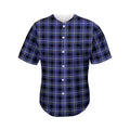Blue Yellow And Black Plaid Print Men's Baseball Jersey