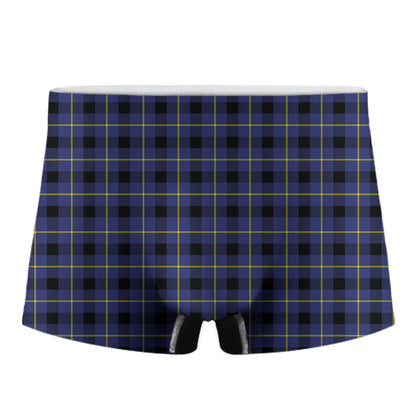 Blue Yellow And Black Plaid Print Men's Boxer Briefs