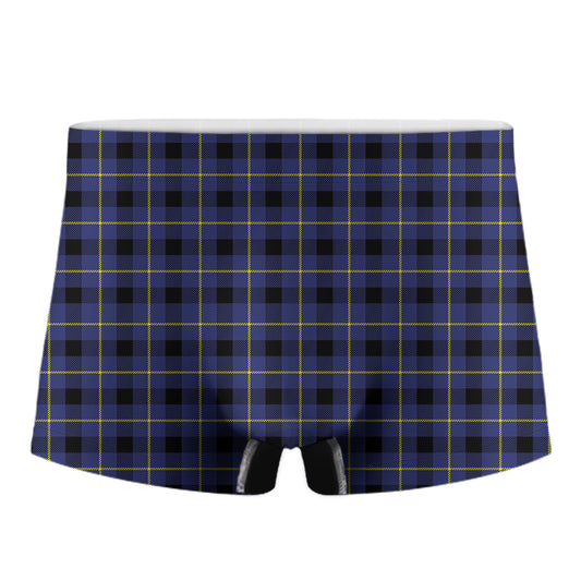 Blue Yellow And Black Plaid Print Men's Boxer Briefs