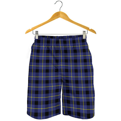 Blue Yellow And Black Plaid Print Men's Shorts
