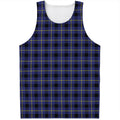 Blue Yellow And Black Plaid Print Men's Tank Top