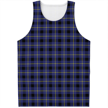 Blue Yellow And Black Plaid Print Men's Tank Top