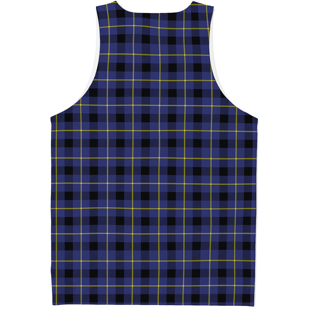 Blue Yellow And Black Plaid Print Men's Tank Top