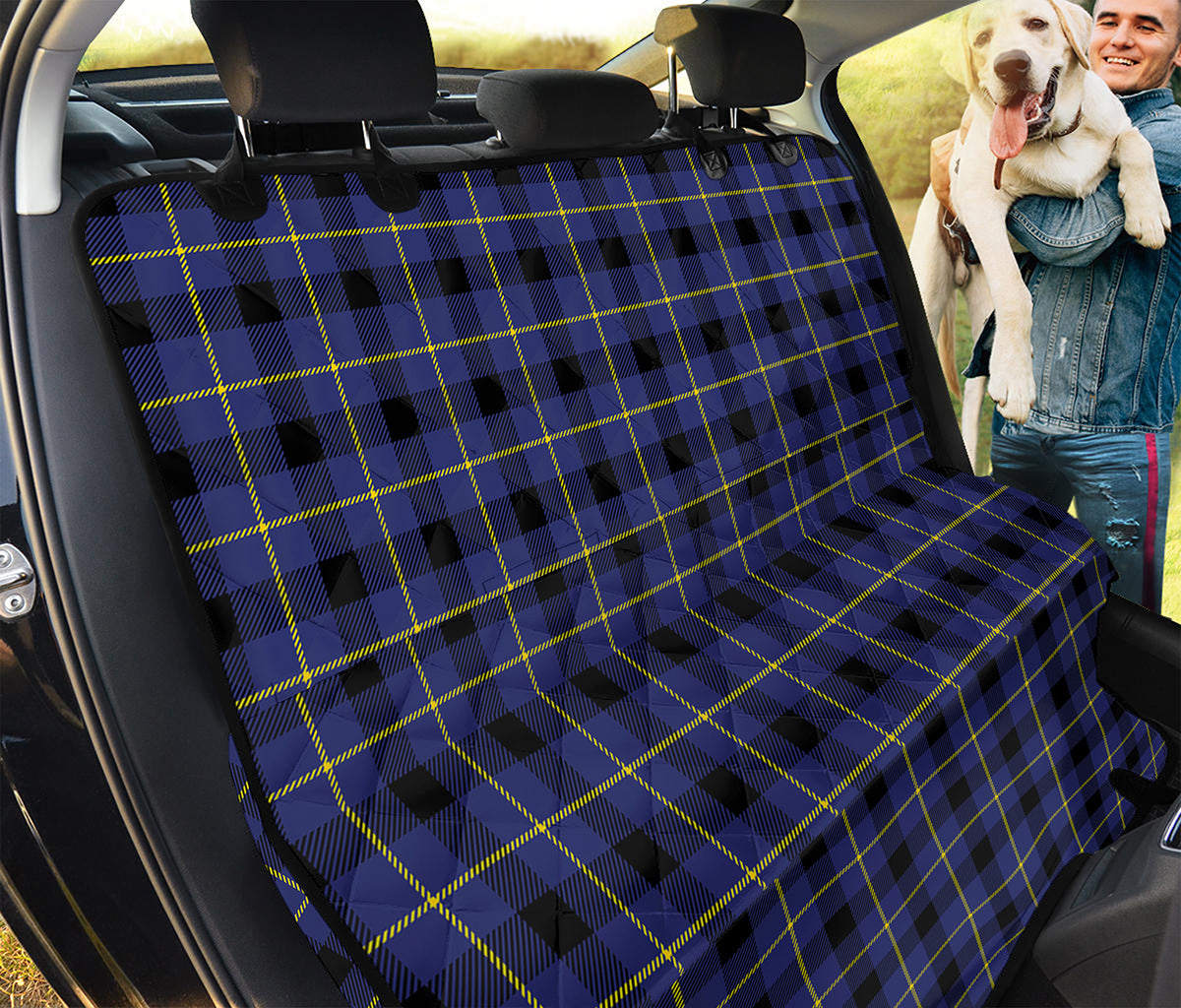 Blue Yellow And Black Plaid Print Pet Car Back Seat Cover