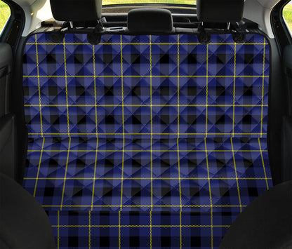 Blue Yellow And Black Plaid Print Pet Car Back Seat Cover