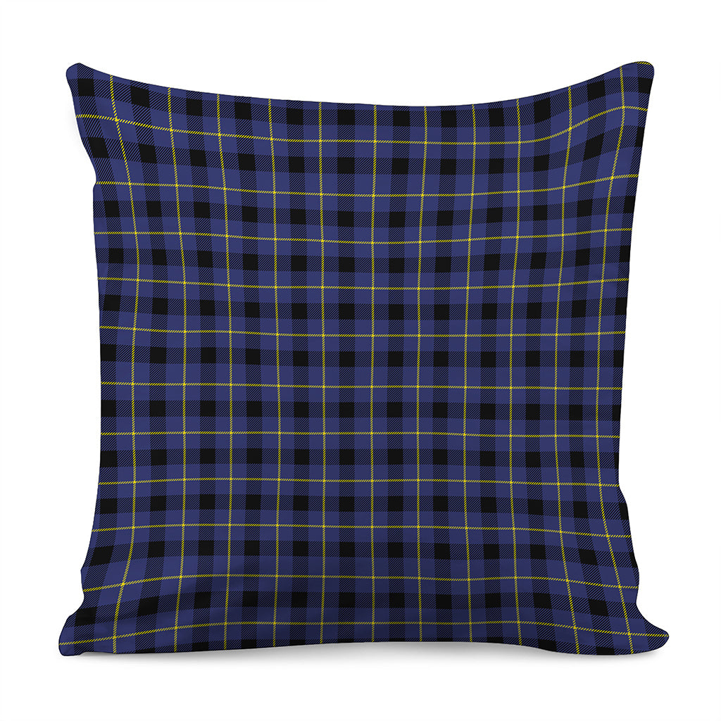 Blue Yellow And Black Plaid Print Pillow Cover