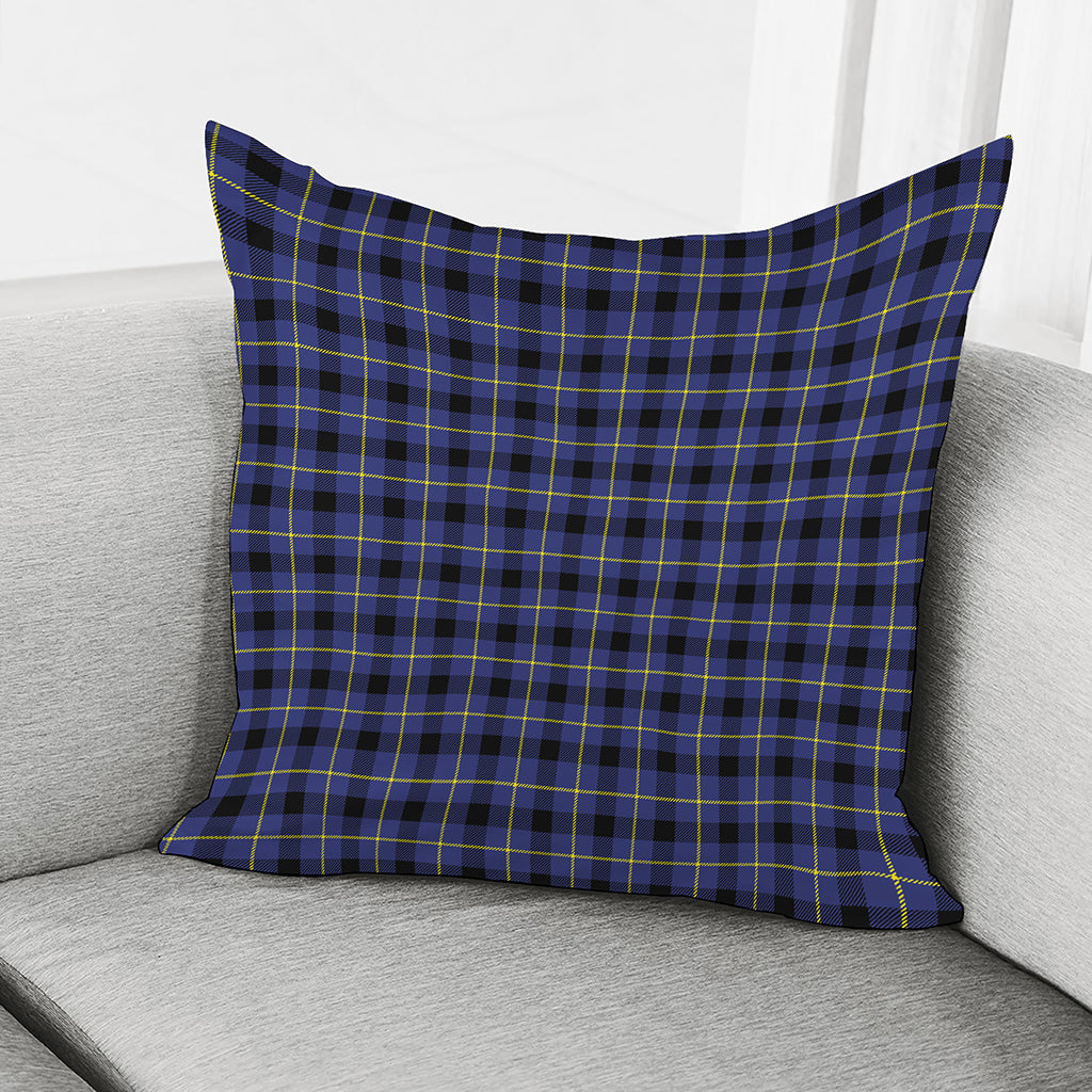 Blue Yellow And Black Plaid Print Pillow Cover