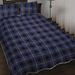 Blue Yellow And Black Plaid Print Quilt Bed Set
