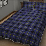 Blue Yellow And Black Plaid Print Quilt Bed Set