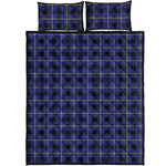 Blue Yellow And Black Plaid Print Quilt Bed Set