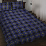 Blue Yellow And Black Plaid Print Quilt Bed Set