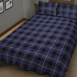 Blue Yellow And Black Plaid Print Quilt Bed Set