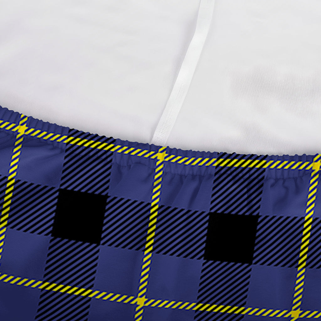 Blue Yellow And Black Plaid Print Sofa Cover