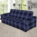 Blue Yellow And Black Plaid Print Sofa Slipcover