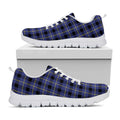 Blue Yellow And Black Plaid Print White Running Shoes