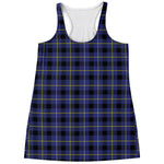 Blue Yellow And Black Plaid Print Women's Racerback Tank Top
