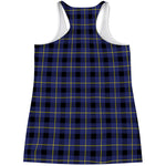 Blue Yellow And Black Plaid Print Women's Racerback Tank Top