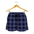 Blue Yellow And Black Plaid Print Women's Shorts