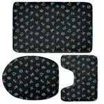 Blue Zodiac Symbols Pattern Print 3 Piece Bath Mat Set