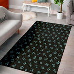 Blue Zodiac Symbols Pattern Print Area Rug