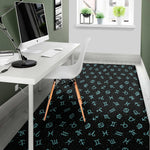Blue Zodiac Symbols Pattern Print Area Rug