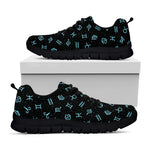 Blue Zodiac Symbols Pattern Print Black Sneakers