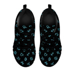 Blue Zodiac Symbols Pattern Print Black Sneakers