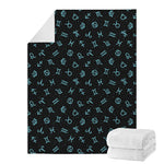 Blue Zodiac Symbols Pattern Print Blanket