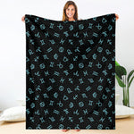 Blue Zodiac Symbols Pattern Print Blanket