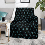 Blue Zodiac Symbols Pattern Print Blanket