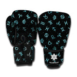 Blue Zodiac Symbols Pattern Print Boxing Gloves