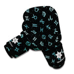Blue Zodiac Symbols Pattern Print Boxing Gloves
