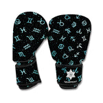 Blue Zodiac Symbols Pattern Print Boxing Gloves