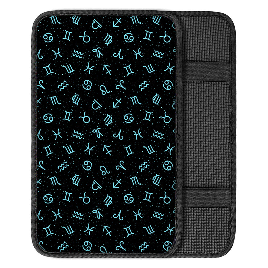 Blue Zodiac Symbols Pattern Print Car Center Console Cover