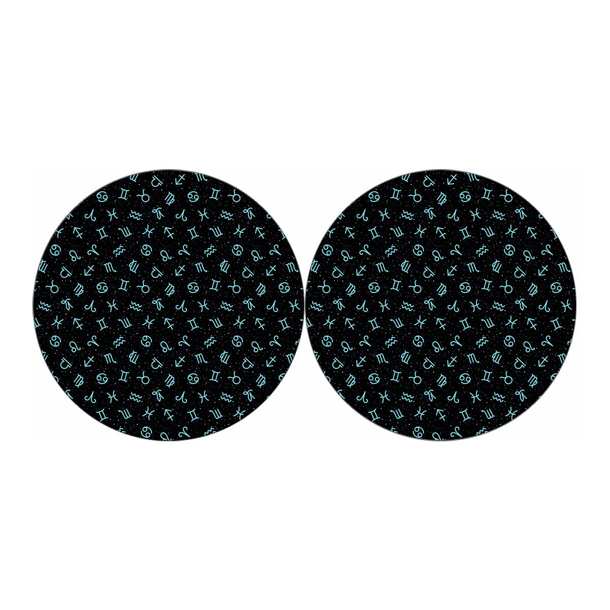 Blue Zodiac Symbols Pattern Print Car Coasters