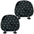 Blue Zodiac Symbols Pattern Print Car Headrest Covers