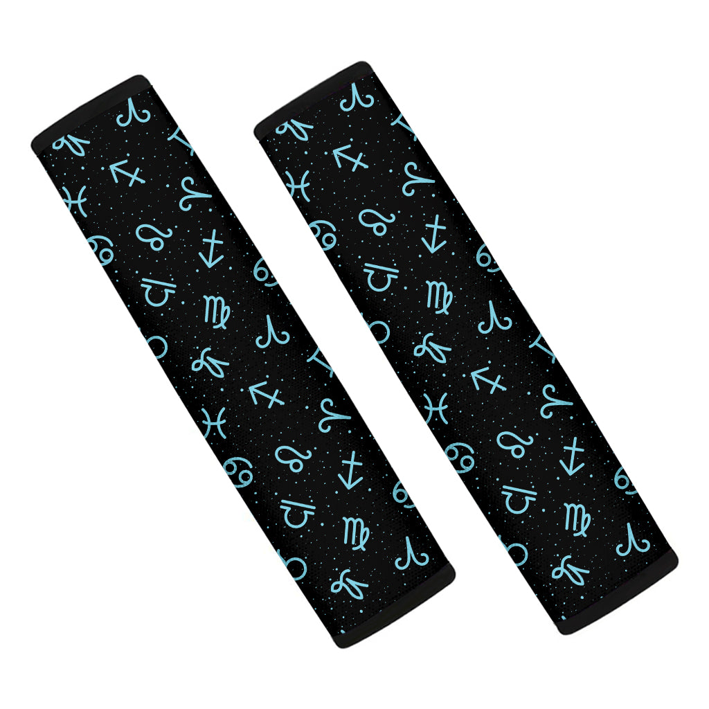 Blue Zodiac Symbols Pattern Print Car Seat Belt Covers