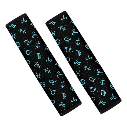 Blue Zodiac Symbols Pattern Print Car Seat Belt Covers