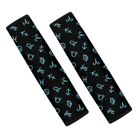 Blue Zodiac Symbols Pattern Print Car Seat Belt Covers