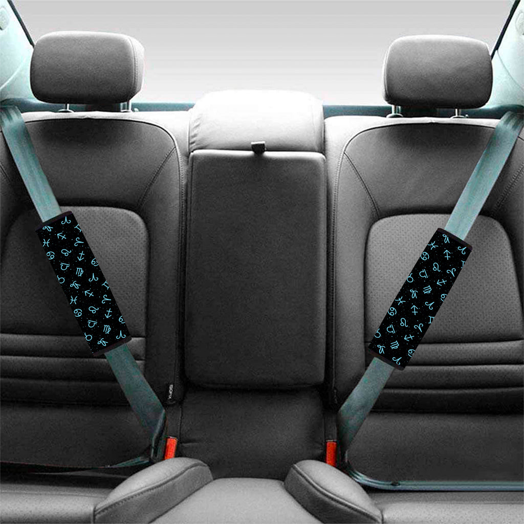 Blue Zodiac Symbols Pattern Print Car Seat Belt Covers