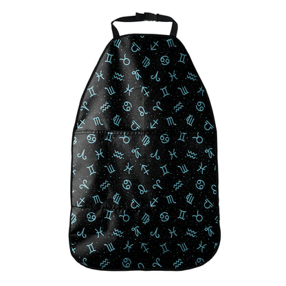 Blue Zodiac Symbols Pattern Print Car Seat Organizers